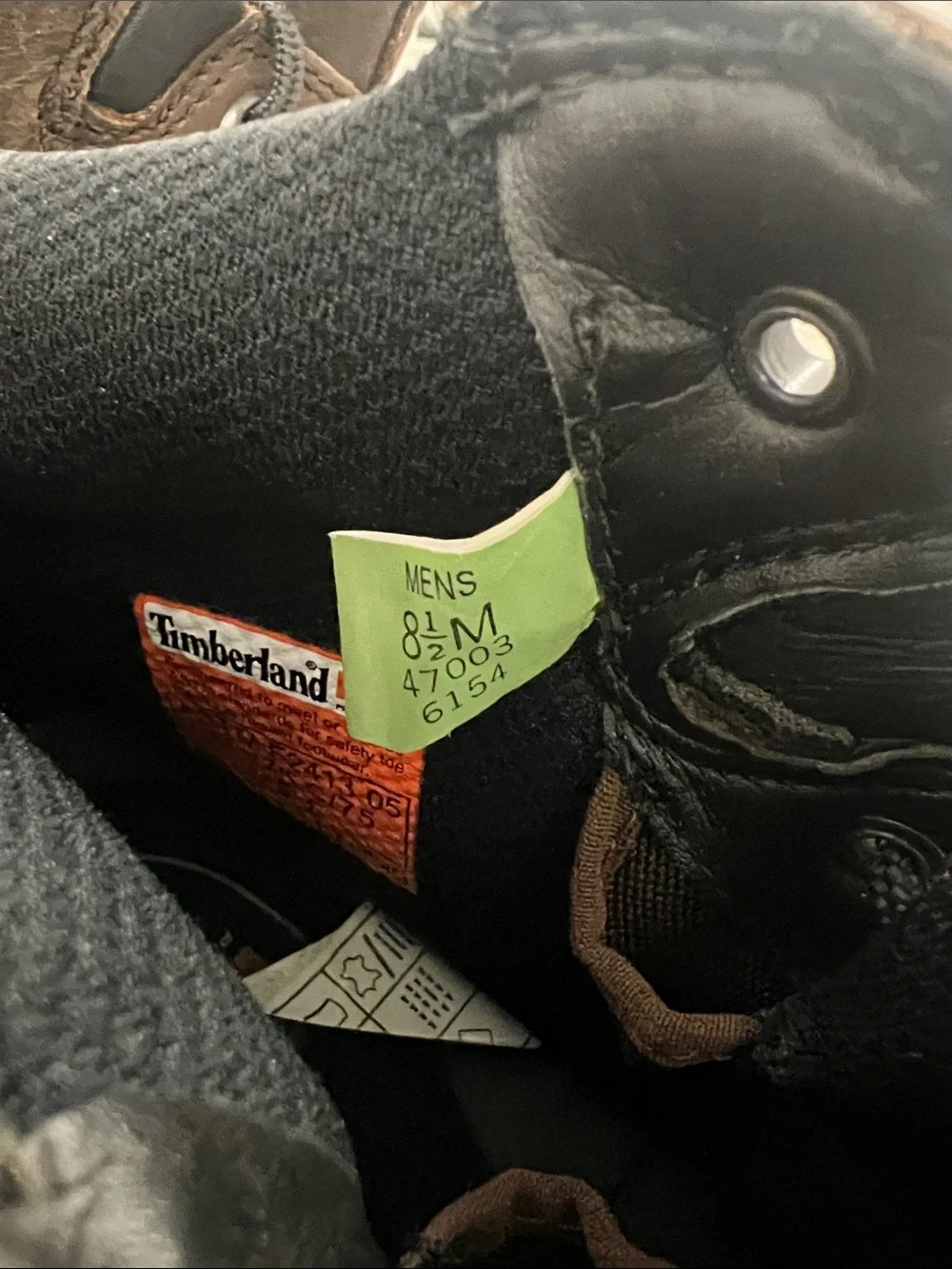 Men's Black and Brown Safety Work Boots with Orange Accents